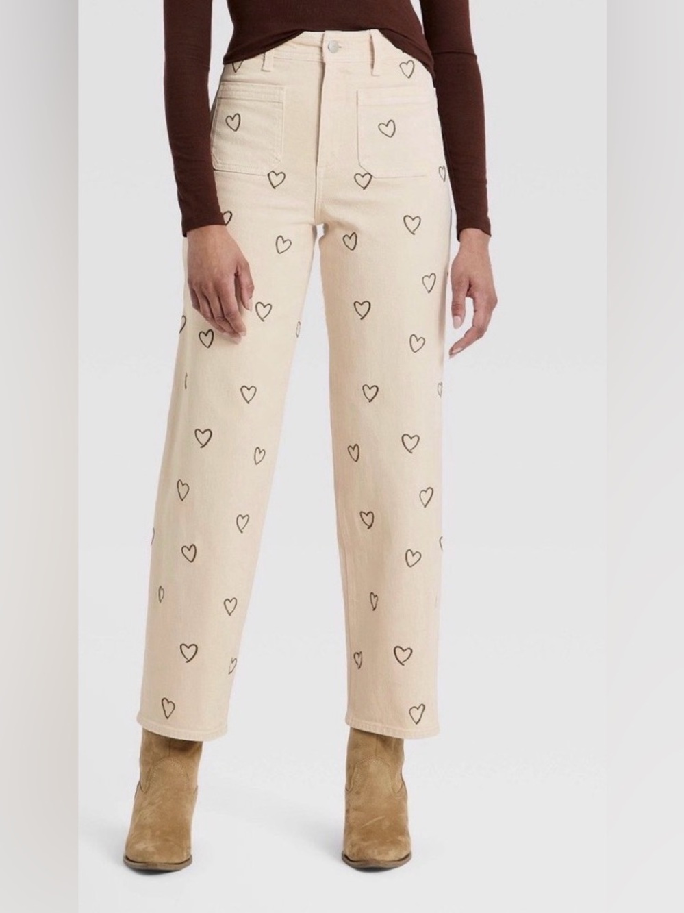 NWT Universal Thread Straight Heart Embroidered Jeans